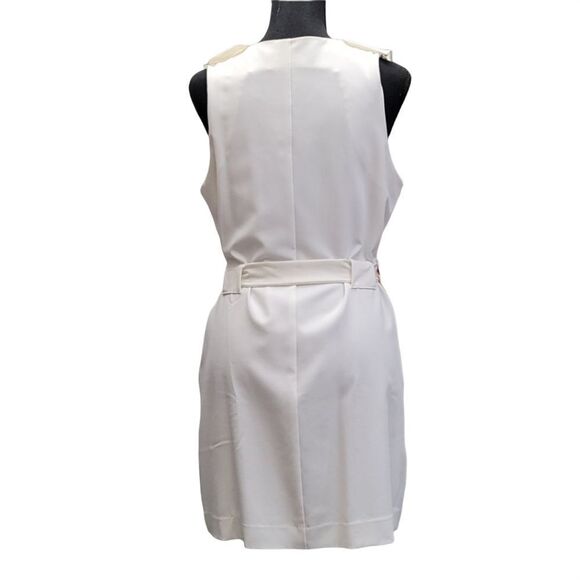 Ark & Co Classy Off-White Fully Lined Belted Dress - Picture 3 of 12